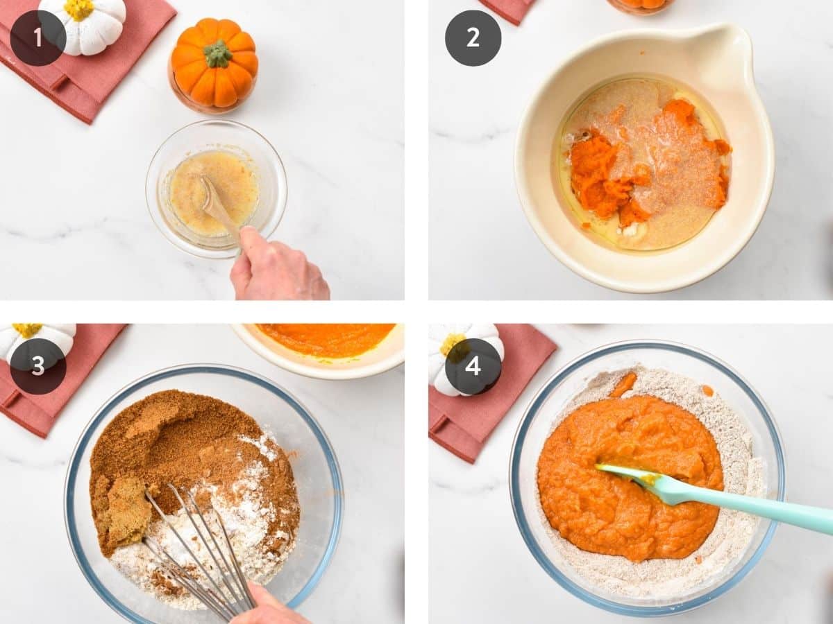 Step-by-step instructions on preparing Vegan Pumpkin Cupcake batter.