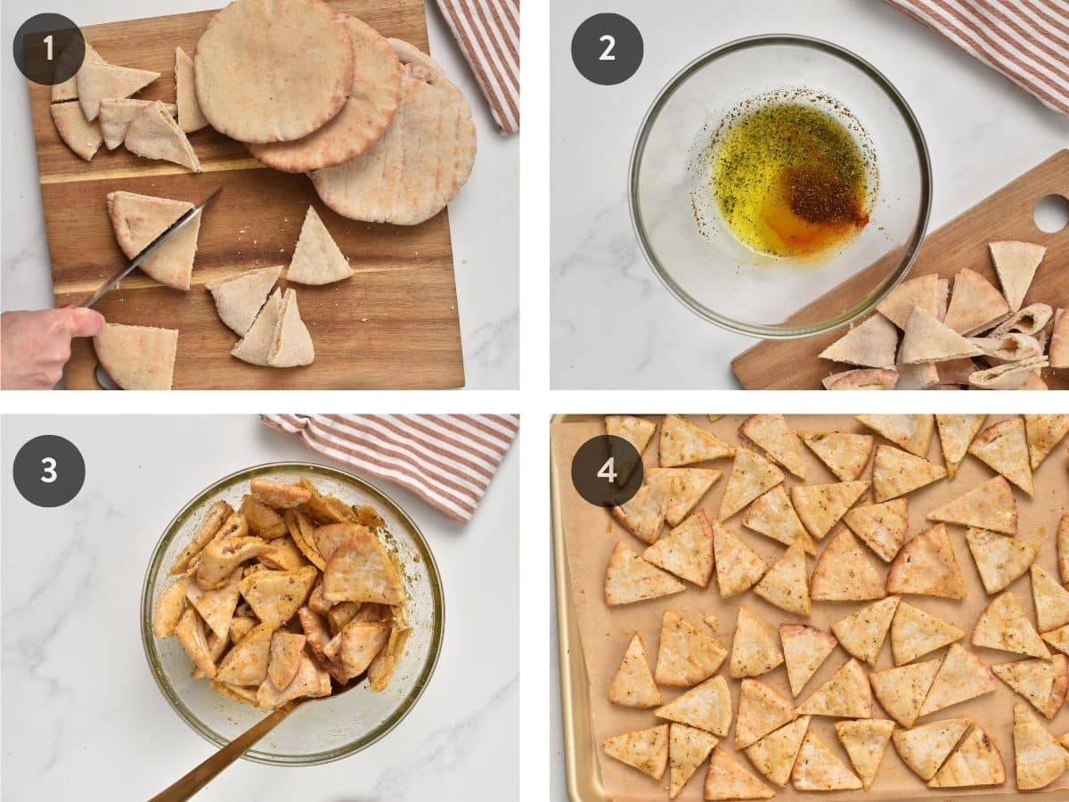 Step-by-step instructions on making Baked Pita Chips