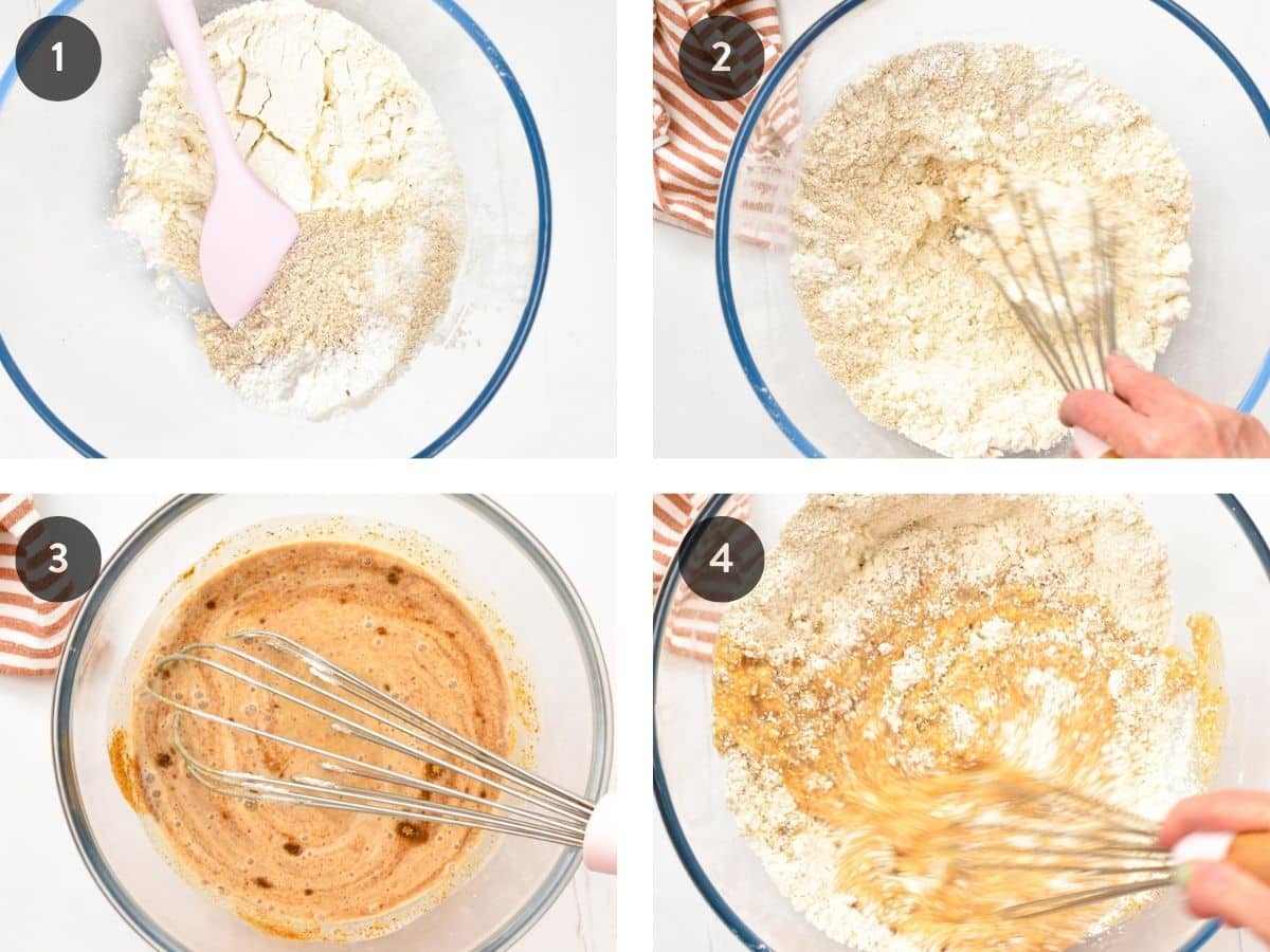 Step-by-step instructions on making the Vegan Gluten-free Muffin batter.