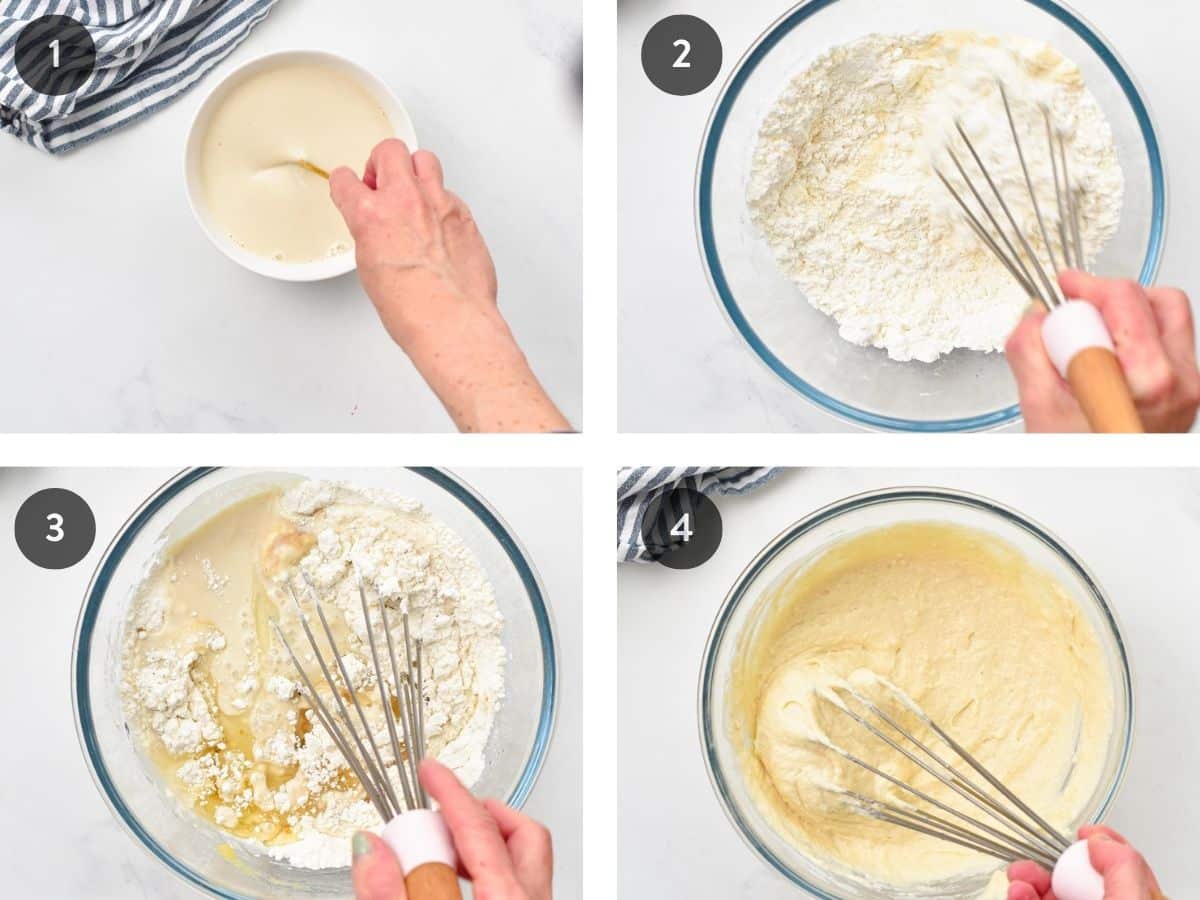 Step-by-step instructions on making Vegan Pancakes with Coconut Flour.