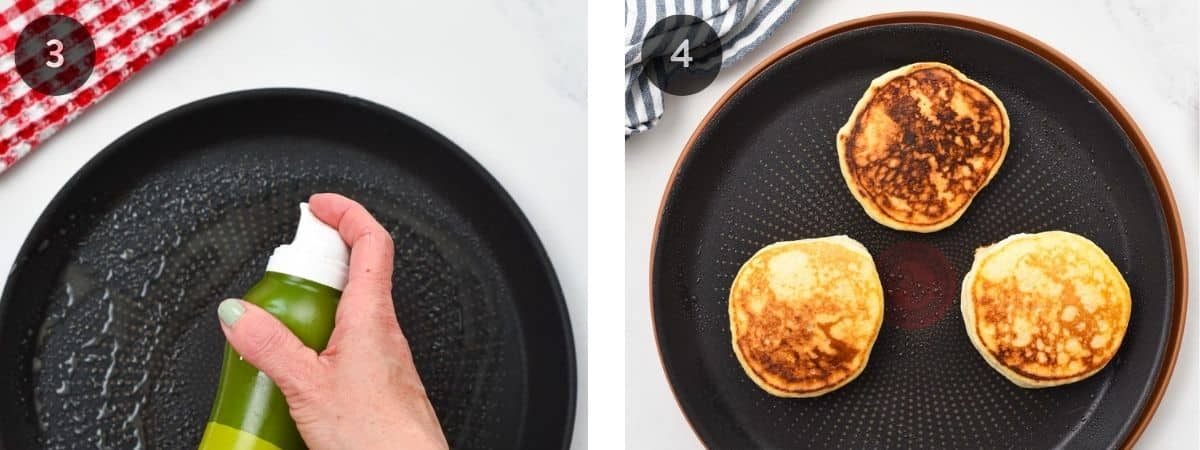 Cooking Baby Banana Pancakes on a crepe pan