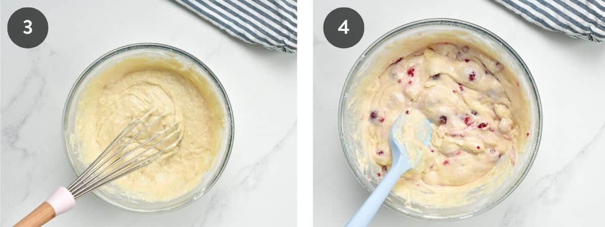 Making Vegan Raspberry Muffins - step 3 and 4