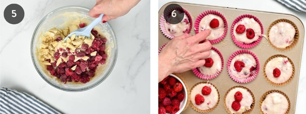 Making Vegan Raspberry Muffins - step 5 and 6