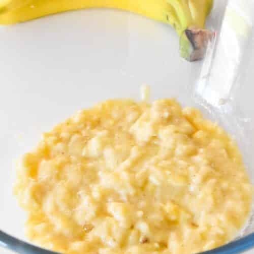 a bowl with mashed banana