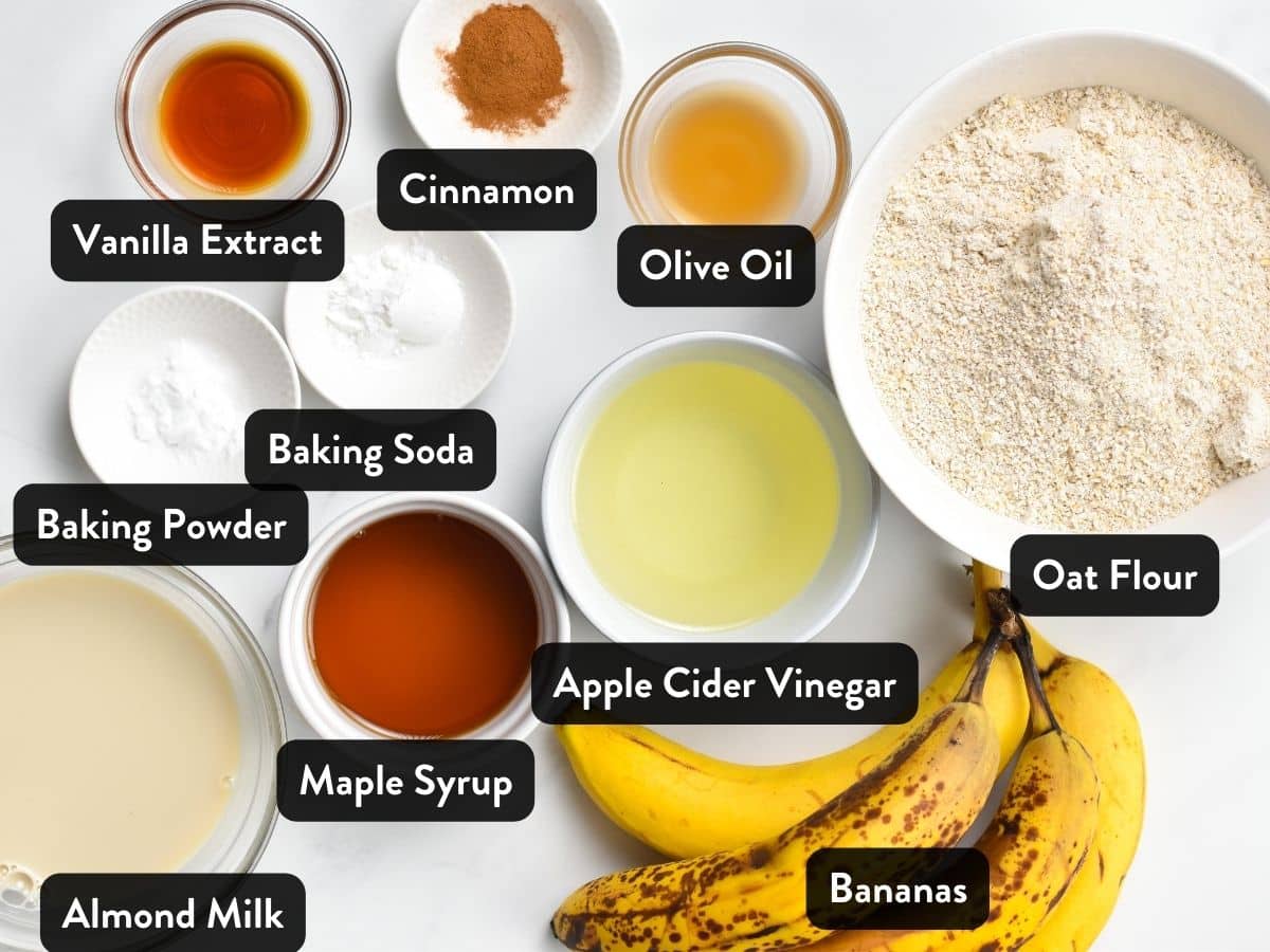 Ingredients for Oat Flour Banana Muffins