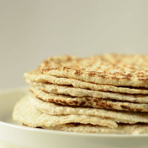 Vegan Gluten-Free Tortillas cooling down on a plate.