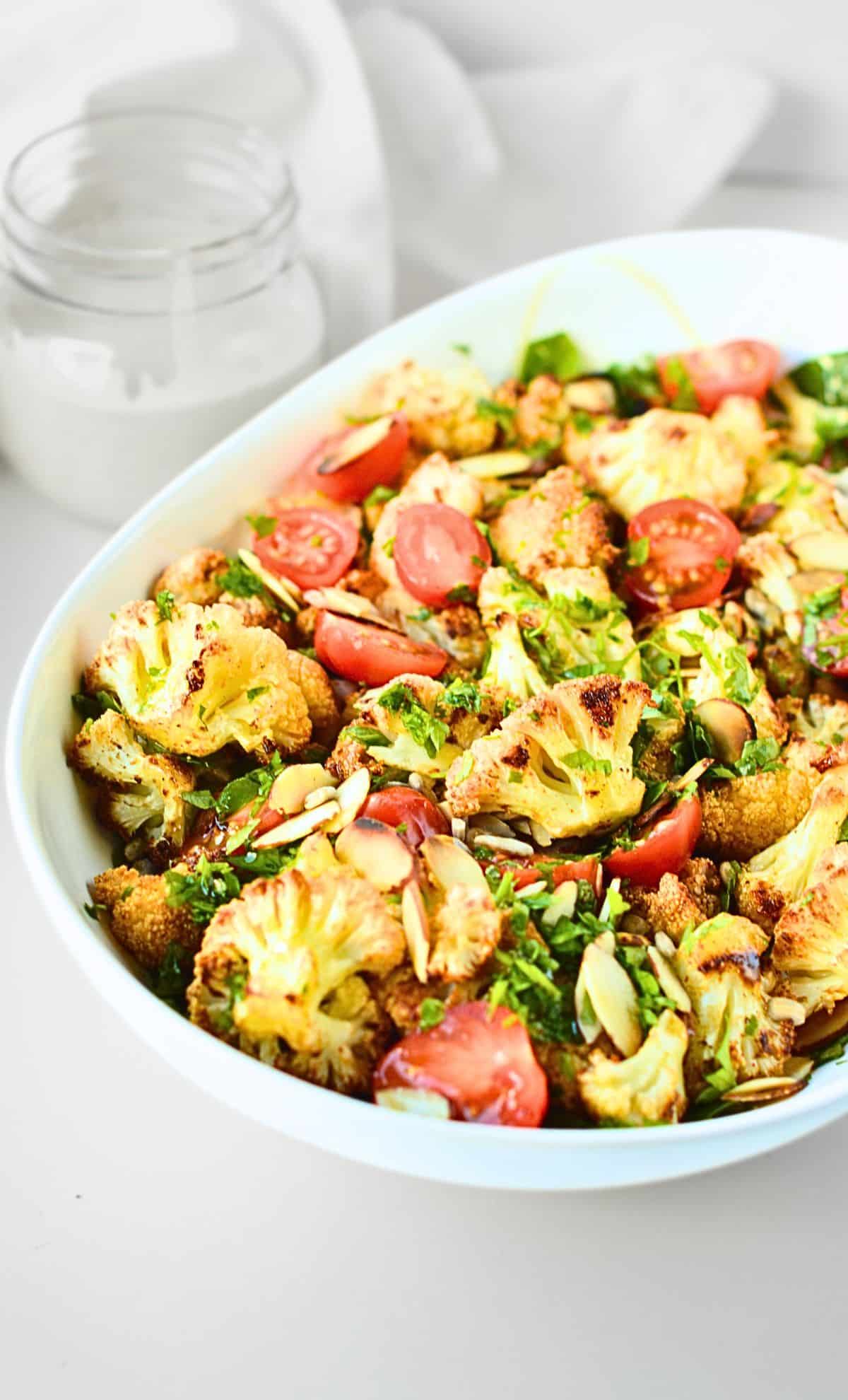 Roasted Cauliflower Salad in a large serving bowl.