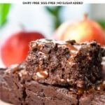 a stack of fudgy moist applesauce brownies