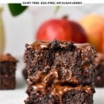 a stack of fudgy moist applesauce brownies