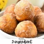 a stack of banana donut holes in a bowl