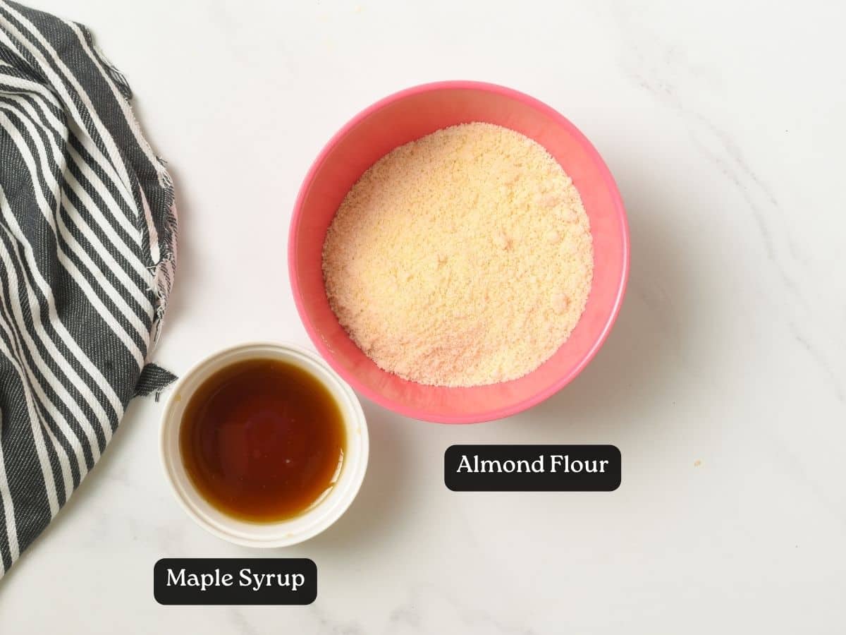 Ingredients for 2-ingredient cookies in bowls.