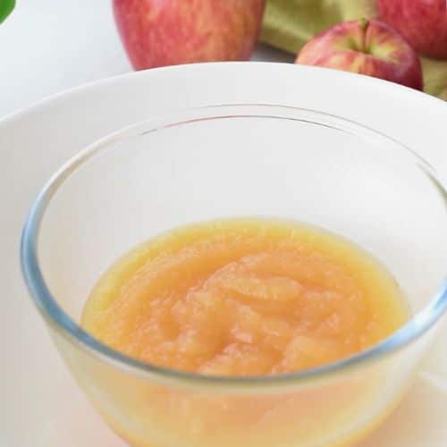 Homemade applesauce in a small bowl.