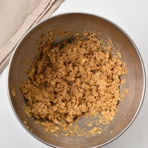 Peanut Butter Oatmeal Bars mixture in a mixing bowl.