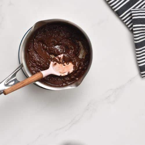 Chocolate mixture in a saucepan.