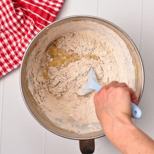 Dry No-Sugar-Added Banana Bread 
 ingredients in a mixing bowl.