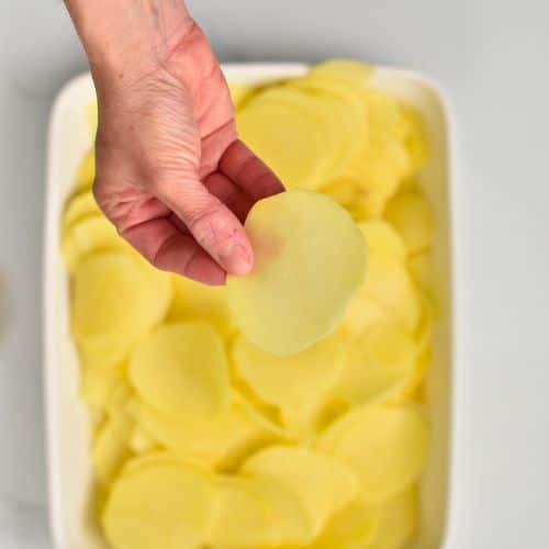 Showing a potato slice.