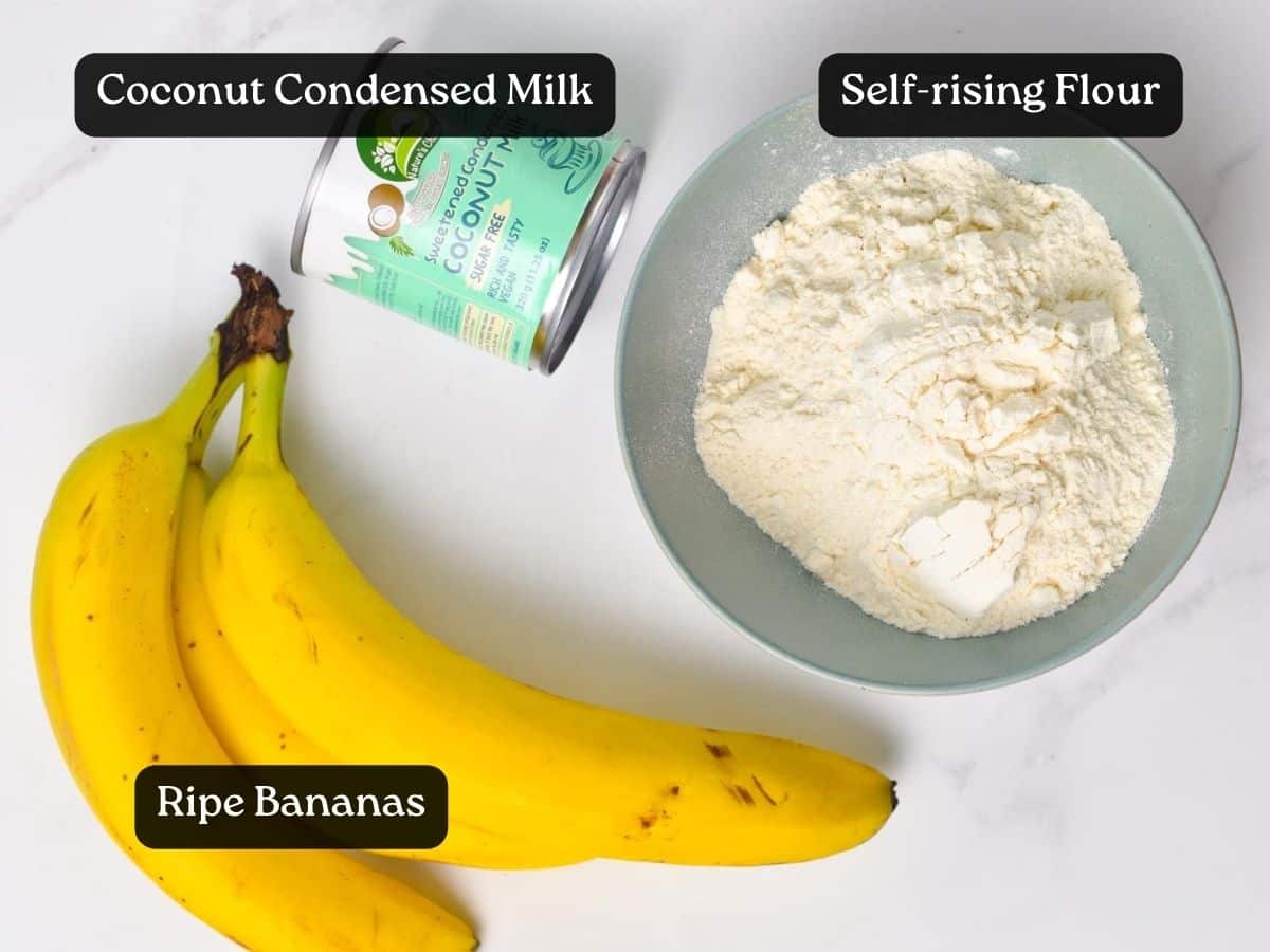Ingredients for 3-ingredient Banana Bread