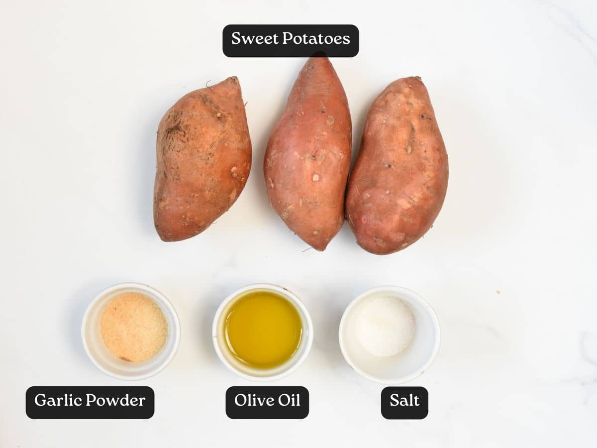 Ingredients for Air Fryer Baked Sweet Potato.