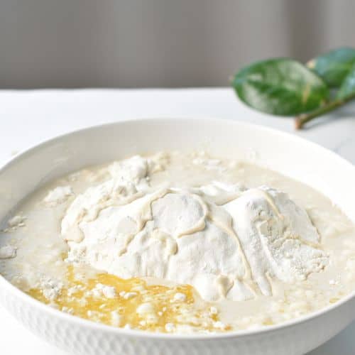 Almond paste ingredients for the Almond Croissant Pastry in a bowl.