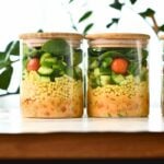 Couscous Vegan Salad in two meal prep jars.