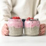 High Protein Chia Pudding in two jars.