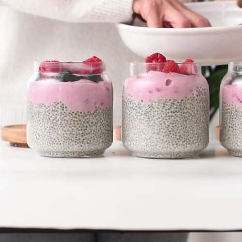 Top the chia pudding with fresh berries.