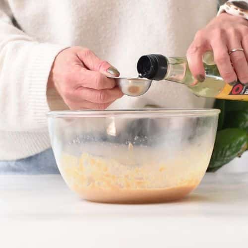 Making the peanut sauce for the High Protein Vegan Salad