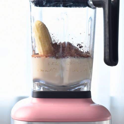 Protein Popsicle ingredients in a blender.