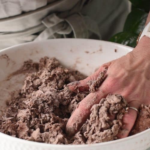 Mixing Chocolate Banana Donut batter.