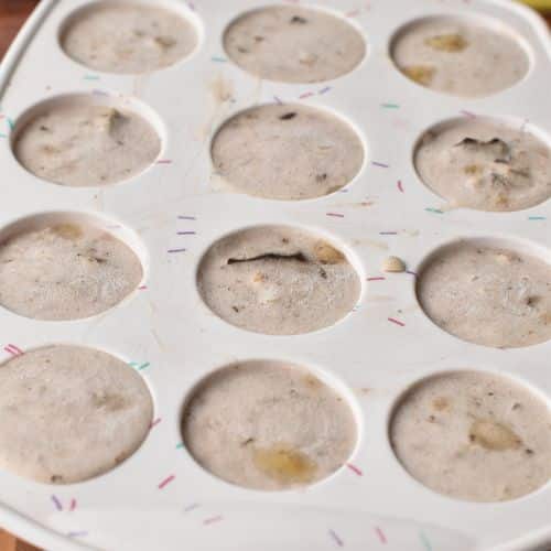 Chunky Monkey Ice Cream Bites in silicone pans