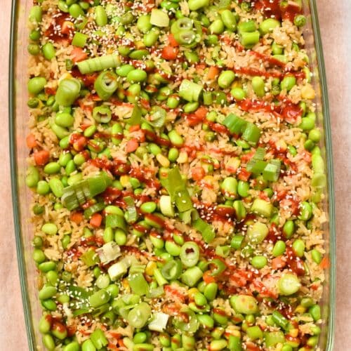 Vegan Rice Bake in the pan.