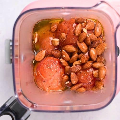 Creamy Butter Bean sauce ingredients in a blender.