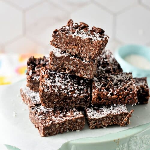 Chocolate Rice Bubble Slice (4 Ingredients, Nut-Free)