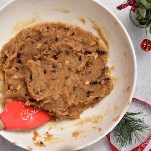 Almond Cranberry Cookie dough ready to form.