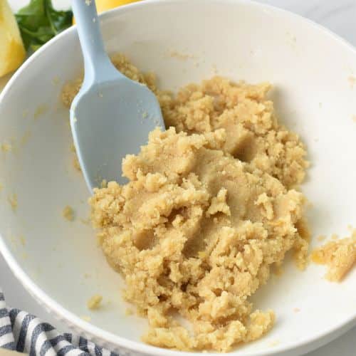 Mixed Healthy Lemon Cookie dough in a bowl.