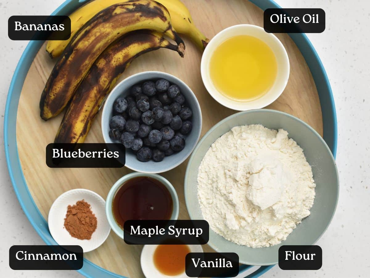 Ingredients for Healthy Blueberry Banana Bread