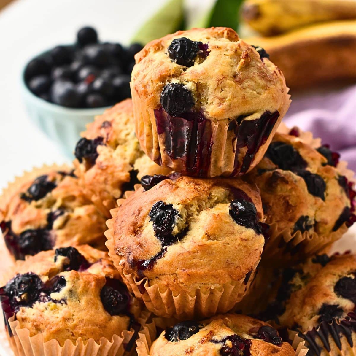Healthy Banana Blueberry Muffins