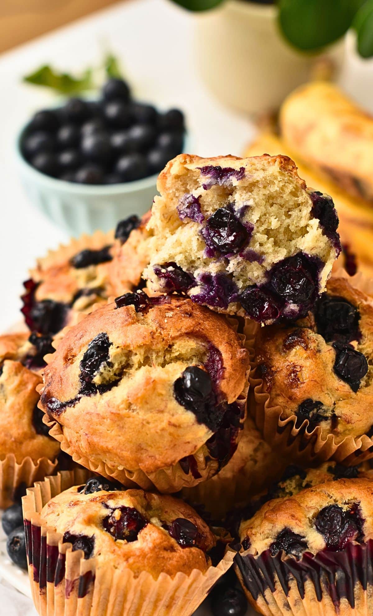 Healthy Banana Blueberry Muffins
