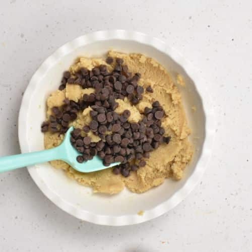 Adding chocolate chips to the Almond Flour Cookie Dough