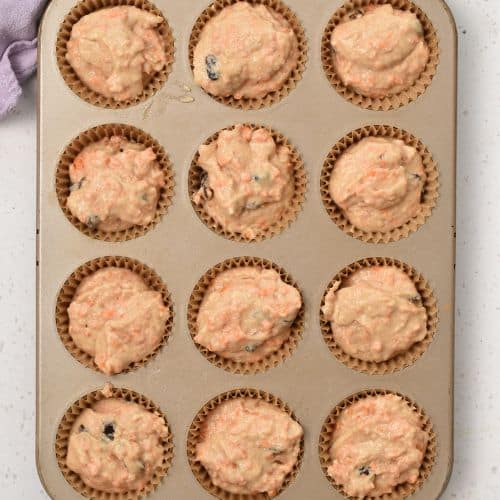 Applesauce Carrot Muffins ready to bake.