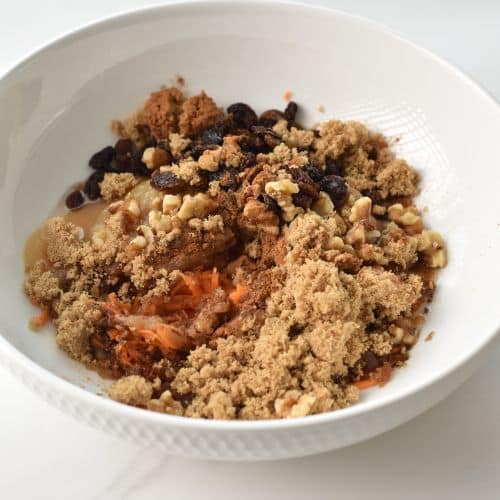 Carrot Cake Cookie ingredients in a bowl.
