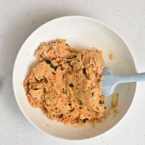 Carrot Cake Cookie dough in a bowl.