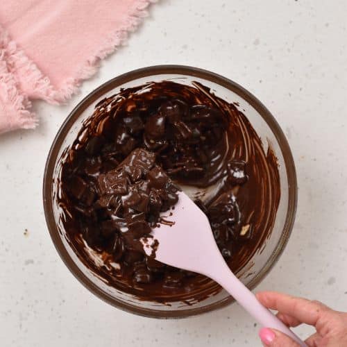 Chocolate cereal batter ready to form.