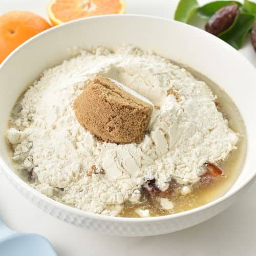 Date Cake ingredients in a bowl.