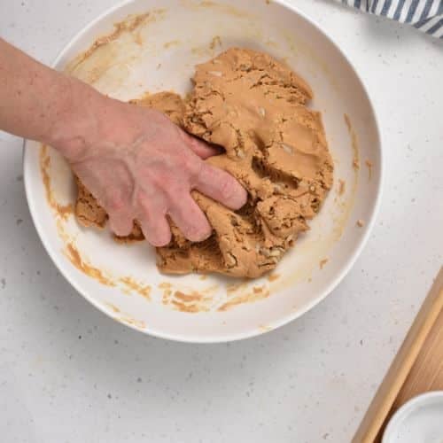 Mixing the Homemade Protein Bar batter.