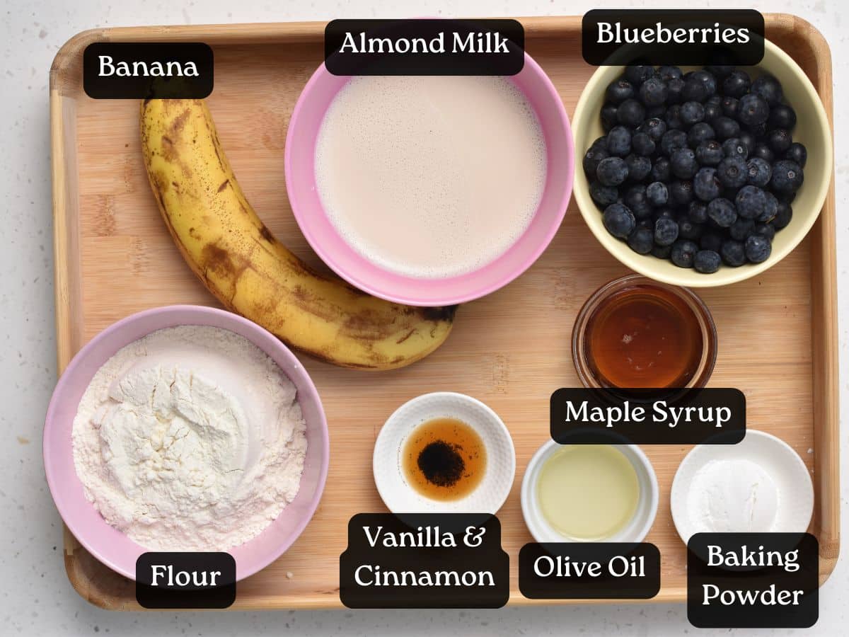 Ingredients for Blueberry Banana Pancakes