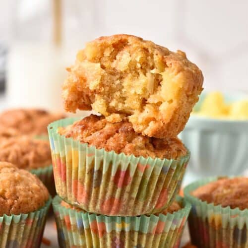 Pineapple Carrot Muffins (1 Bowl, No Eggs)