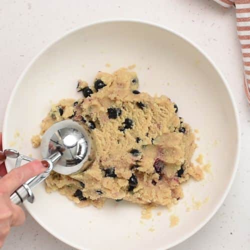 Almond Blueberry Cookie batter in a bowl