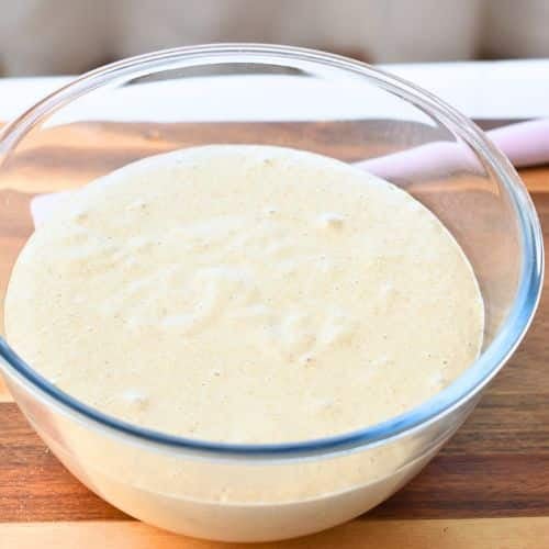 Banana Oatmeal Waffle batter in a bowl.