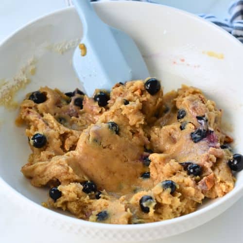 Blueberry Banana Cookie dough in a bowl.